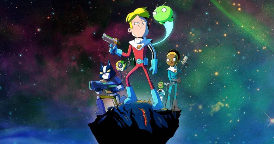 Imagen con los personajes principales de Final Space. Gary, Mooncake, Avocato, Quinn, entre otros.